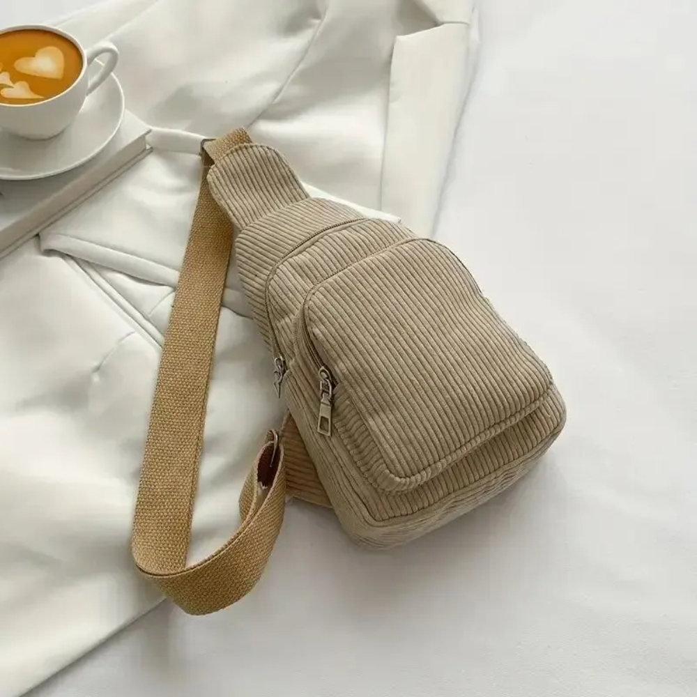 Sling Backpack Shoulder - Vintage sztruksowa torba na ramię Retro