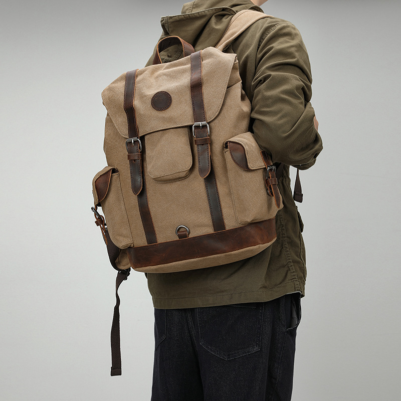 Canvas Backpack Casual - Retro męska torba płócienna na rower,