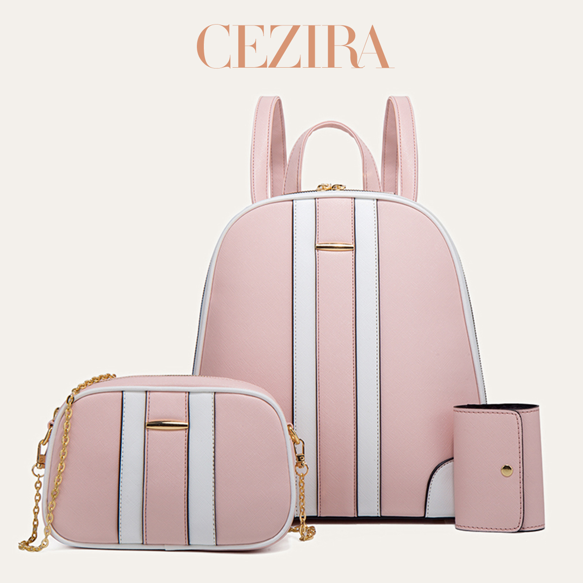 Fashion Backpack Women - CR Fashion Zestaw Plecaków w Paski