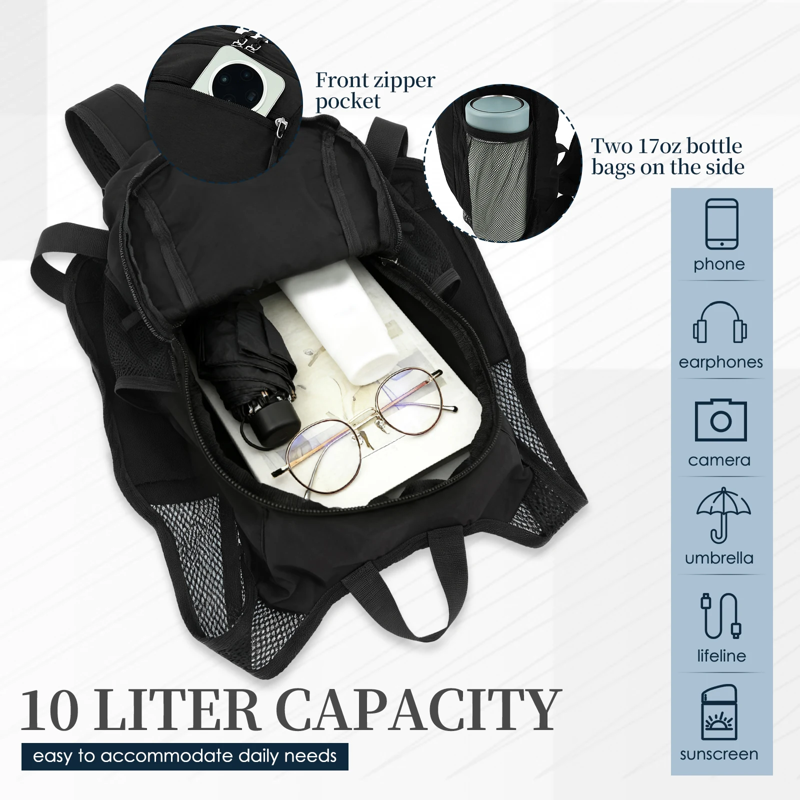 Mały plecak turystyczny 10L, s – Foldable Backpack Small recenzja i cena